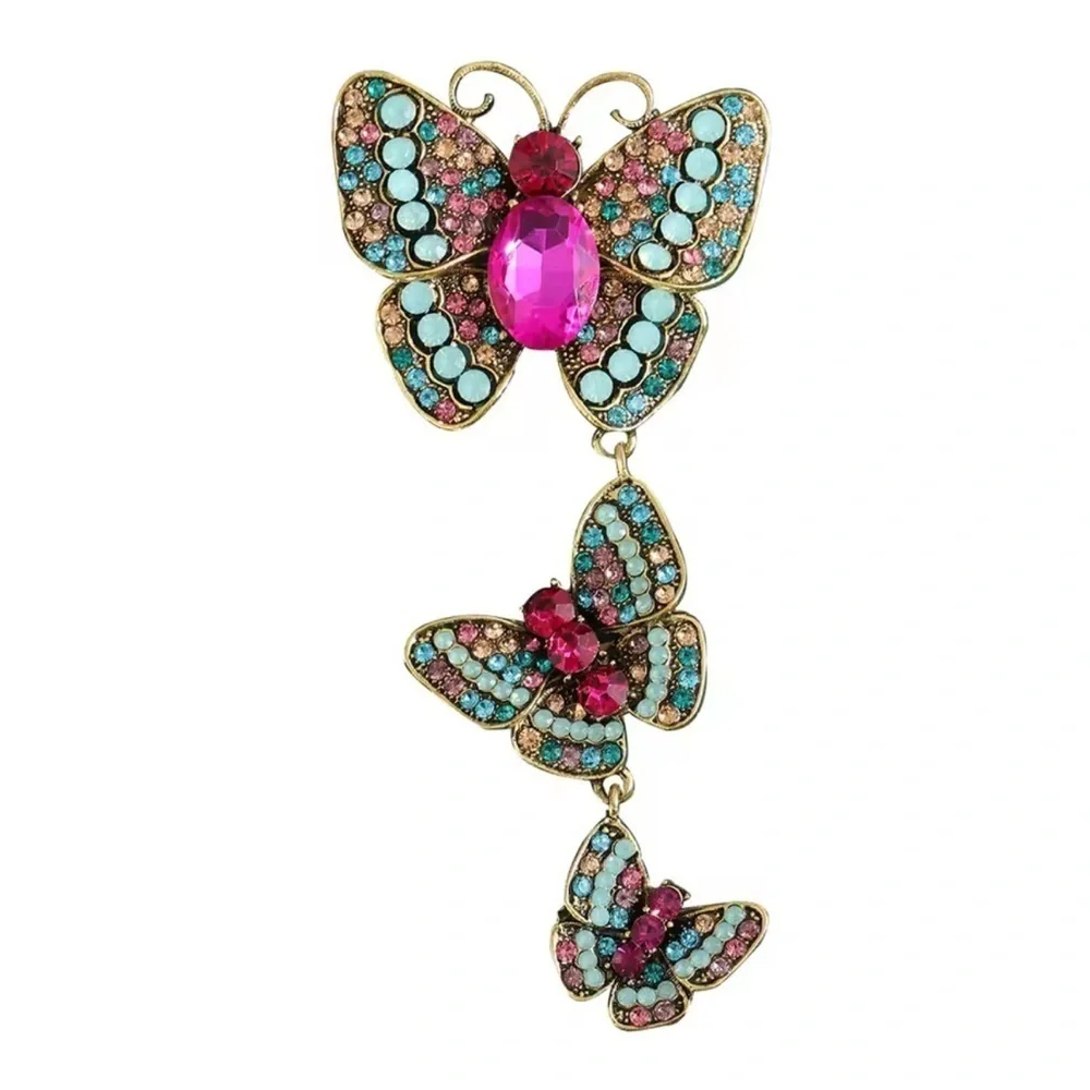 Fuchsia Butterfly Cascade Jewel of Elegance Brooch